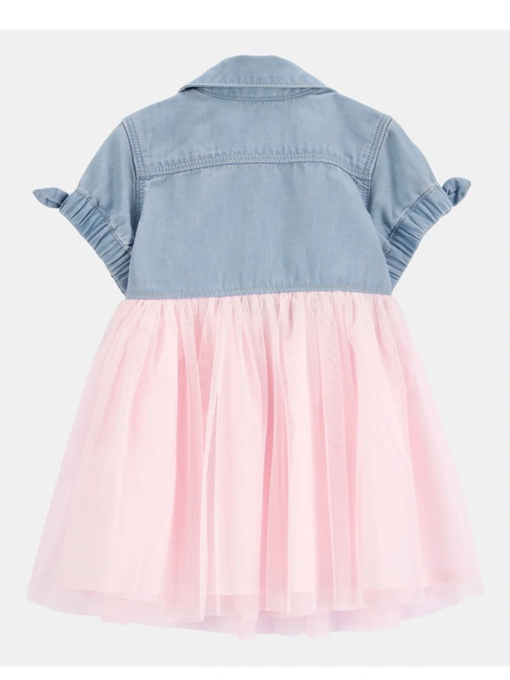 Denim Top Pink Tulle Baby Dress